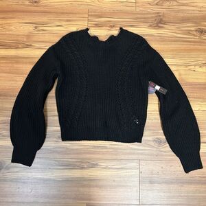 NOBO No Boundaries Girls Black Crochet Knit Sweater Size L 11-13 NWT